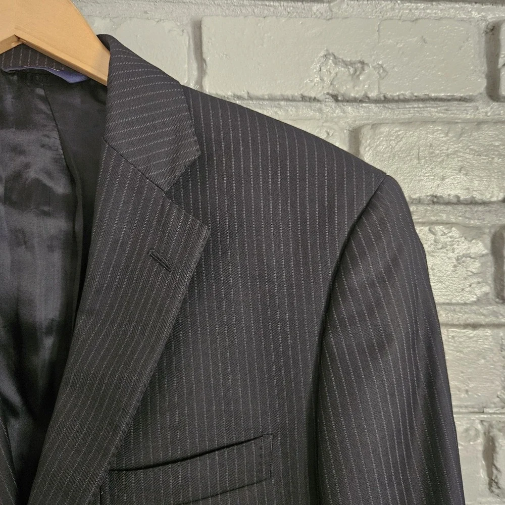 Brooks Brothers Mens‎ Blazer 42R 1818 Regent Wool Jacket Pinstripe Black Italy